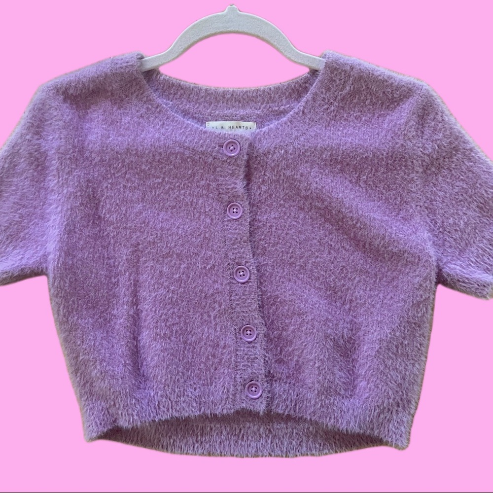 L.A hearts cropped short sleeve cardigan